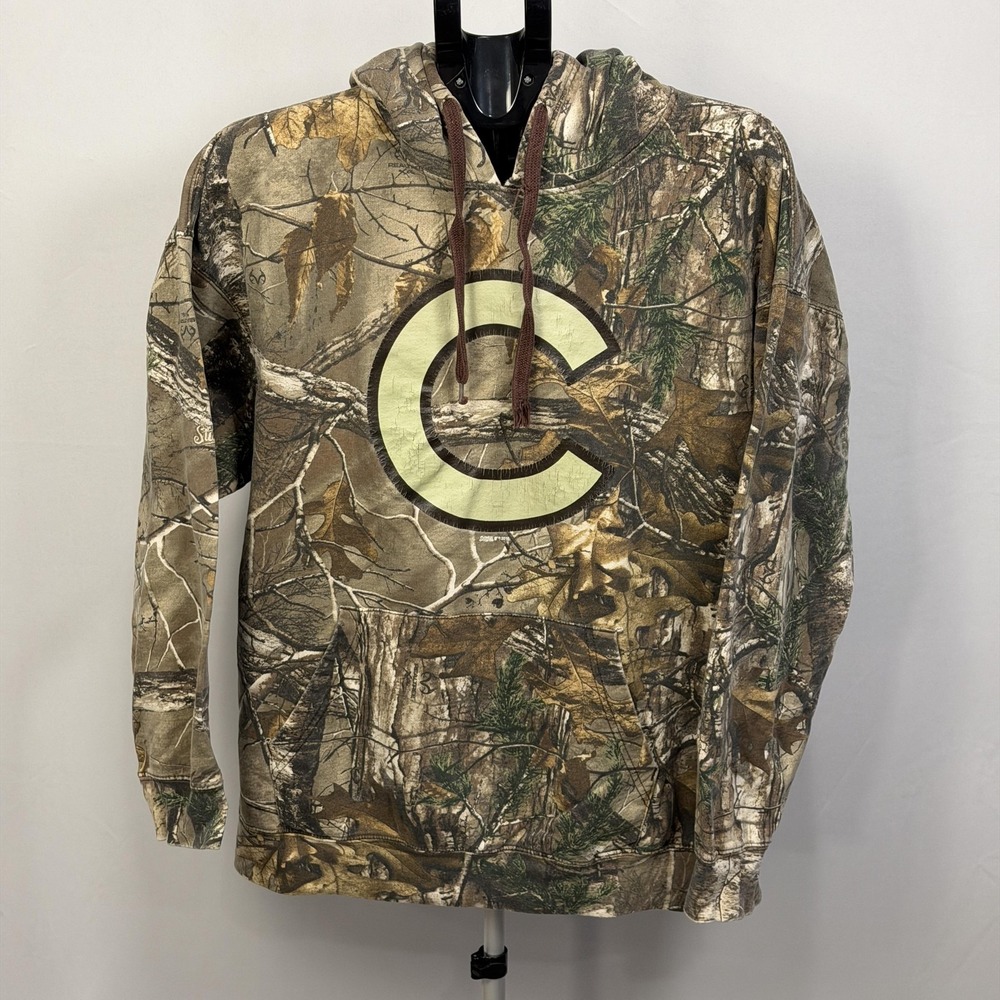 Stitches‎ Hoodie Mens XL Brown Camo Pullover Sweatshirt C Logo Hunting Outdoor